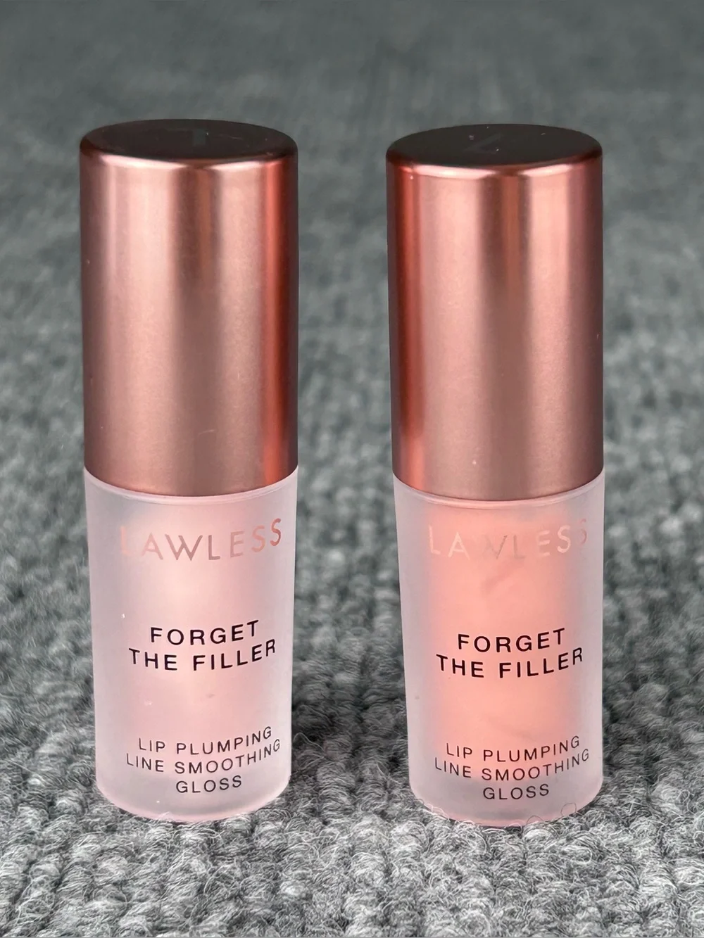 2x LAWLESS Forget Filler Lip Plumping Line Smoothing Gloss NUDIE & ROSY OUTLOOK